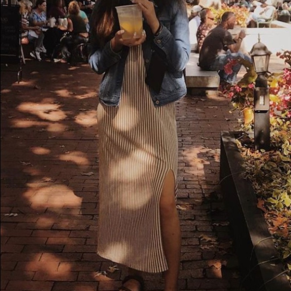 MANGO midi striped dress